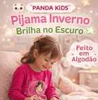 Pijama de Inverno Infantil Menina Kit 4 Peças Brilha No Escuro Superconfortável - Tam 1 ao 8