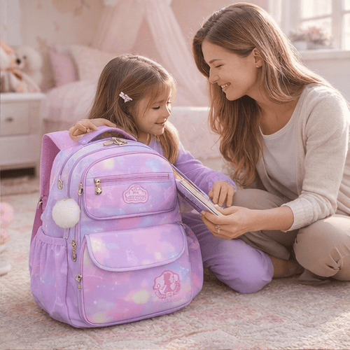 Bolsa Escolar Infantil Meninas Com Vários Compartimentos
