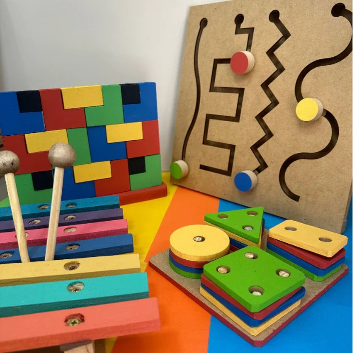 Kit Brinquedos Pedagógicos Educativos Madeira MDF