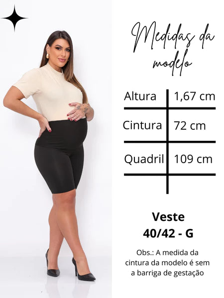 Bermuda Gestante Cós Alto Com Forro Blackout