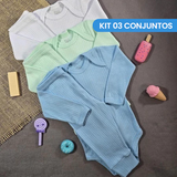 Conjunto Bebê Body Manga Longa + Calça Canelada - 6 Peças