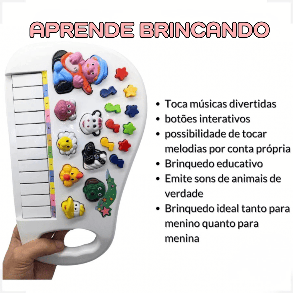 Piano Infantil Som de Bichos Teclado Brinquedo Animais Bebê