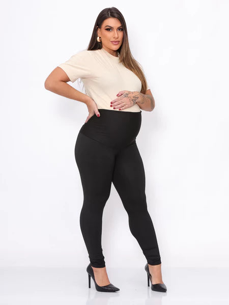 Calça Legging Gestante Suplex Cós Alto Confortável