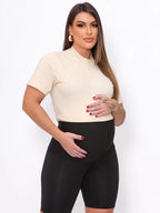 Bermuda Gestante Cós Alto Com Forro Blackout