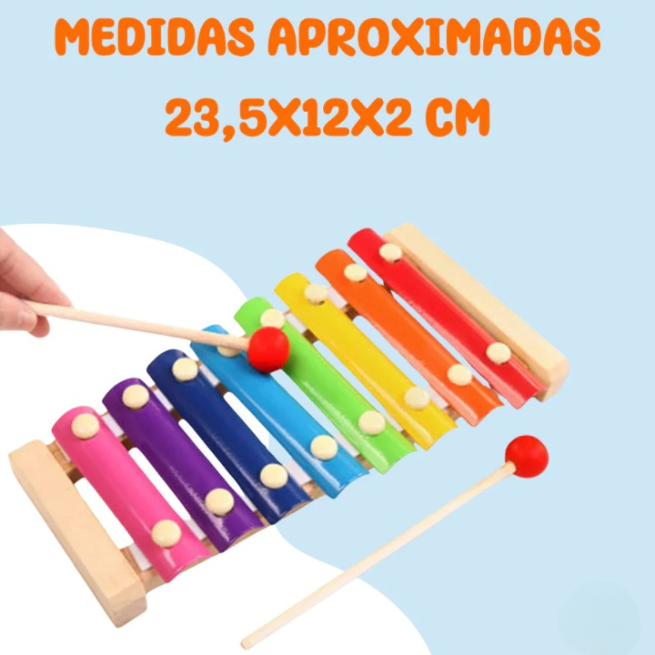 Kit 3 Brinquedos Educativos Montessori - Xilofone Aramado e Torre