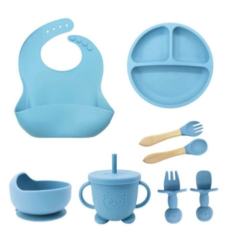 Kit de Silicone Alimentação Infantil com 8 Peças Completo