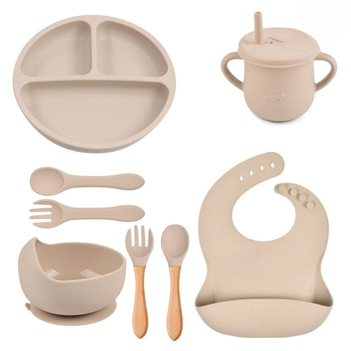 Kit de Silicone Alimentação Infantil com 8 Peças Completo