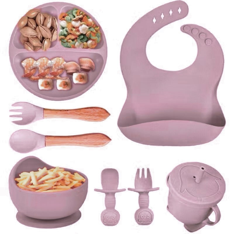 Kit de Silicone Alimentação Infantil com 8 Peças Completo