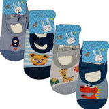 4 Pares Meia Infantil Sapatilha Antiderrapante Menino Menina