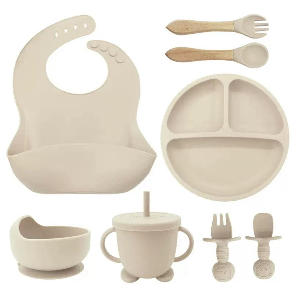 Kit de Silicone Alimentação Infantil com 8 Peças Completo