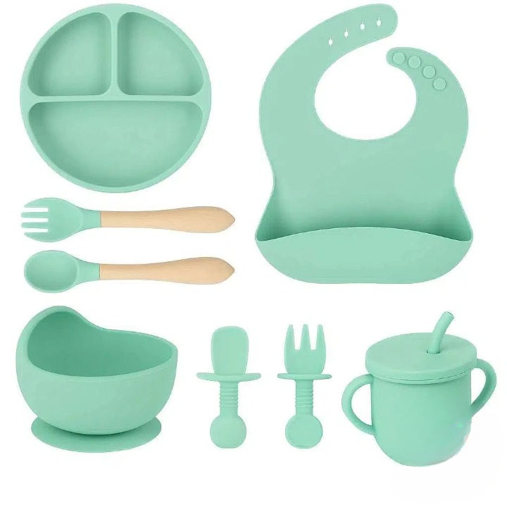 Kit de Silicone Alimentação Infantil com 8 Peças Completo