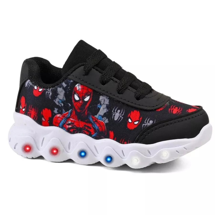 Tênis Infantil Menino Com Led Antiderrapante Heróis