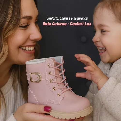 Bota Infantil Menina Coturno Forrada Reforçada Confort Lux