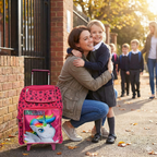 Mochila Escolar Infantil Com Rodinhas E Alças De Silicone Heróis e Princesas Para Meninos e Meninas