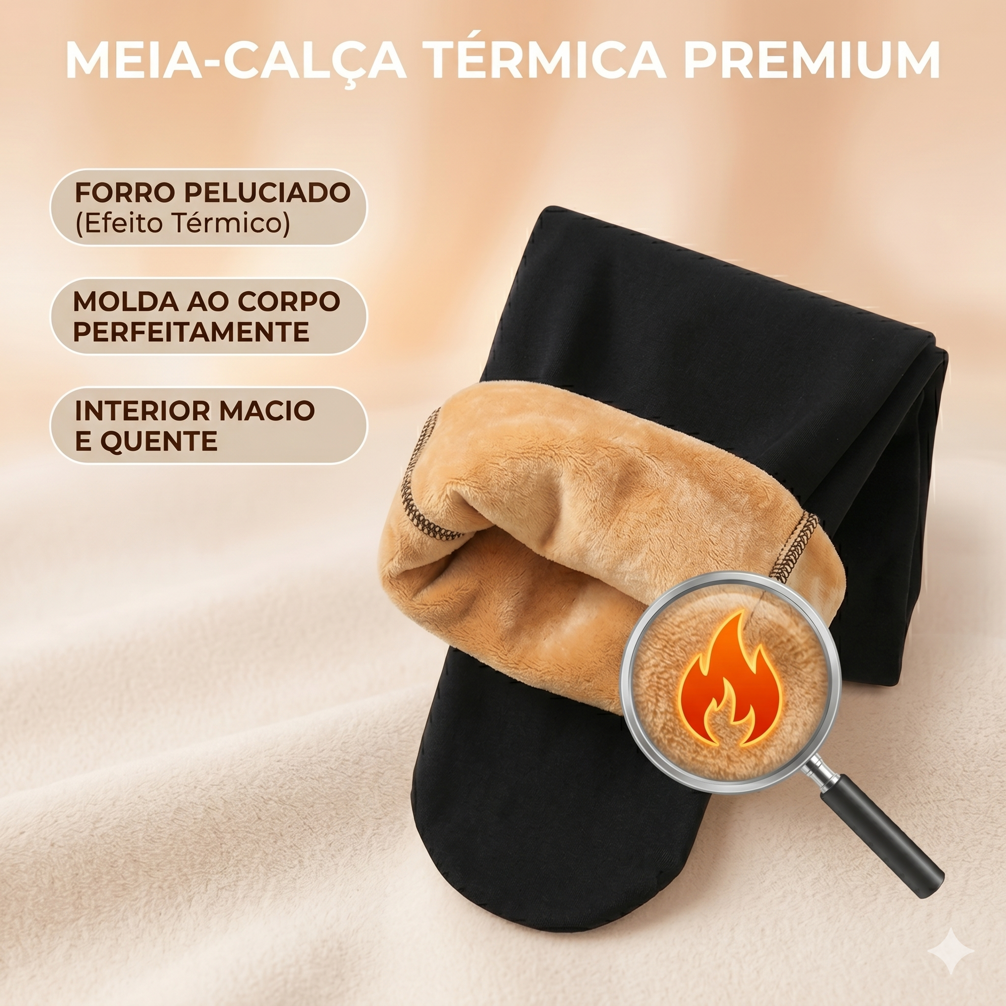Meia Calça Infantil Térmica Forrada Peluciada Translúcida Elástica Quente Grossa