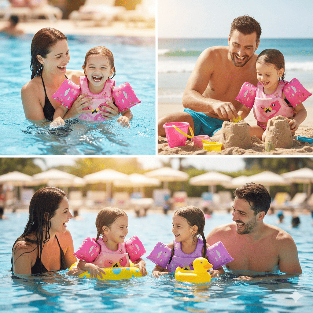 Boia Infantil com Colete Salva Vidas e Alça Superior + Braçadeiras