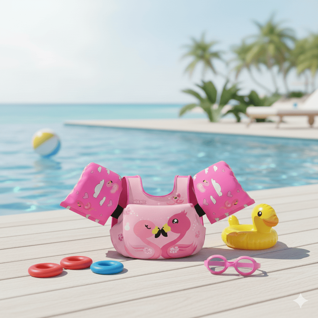 Boia Infantil com Colete Salva Vidas e Alça Superior + Braçadeiras