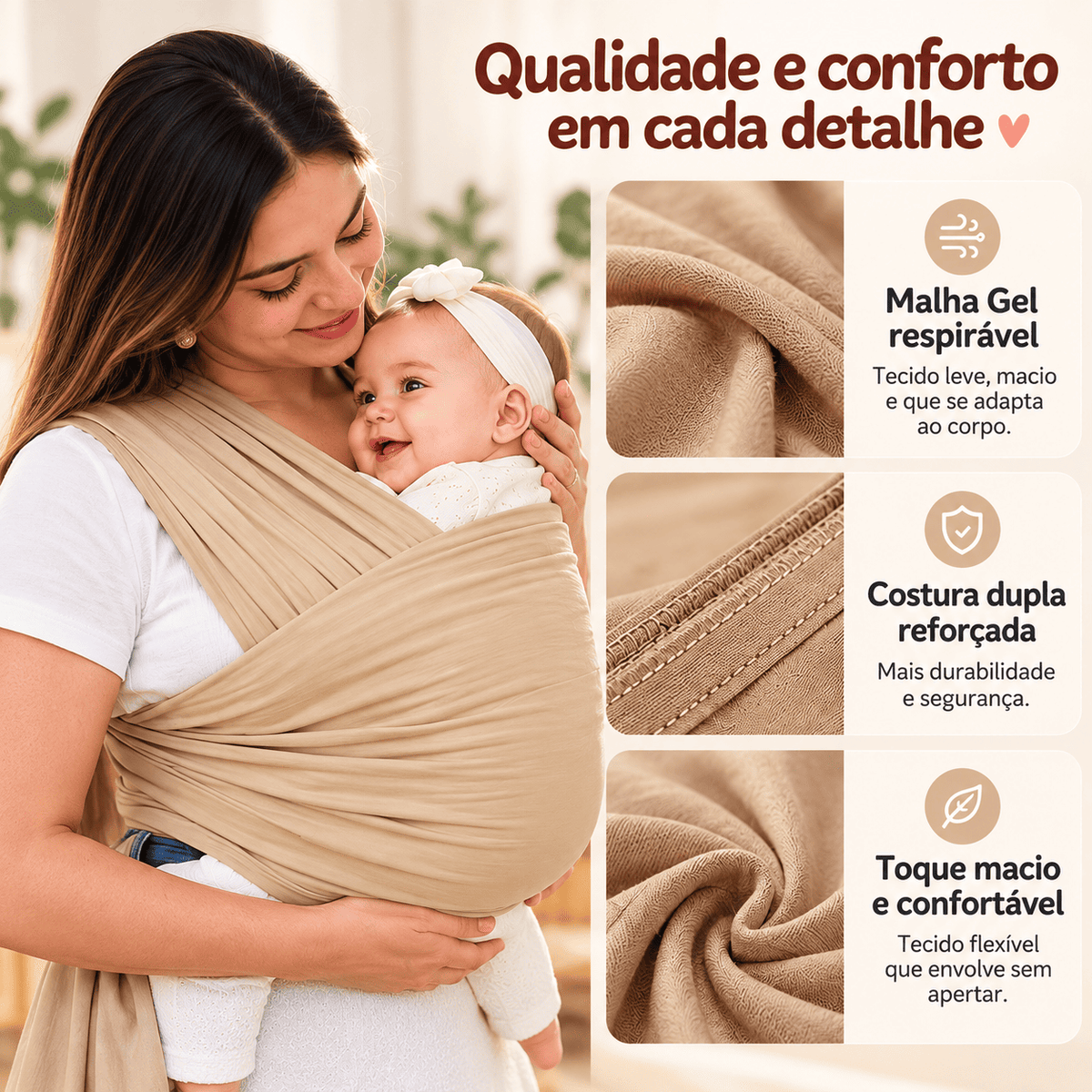Wrap Sling para Bebê 5m em Malha Gel