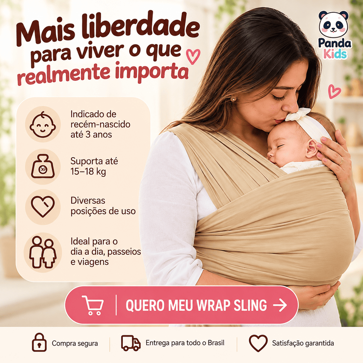 Wrap Sling para Bebê 5m em Malha Gel