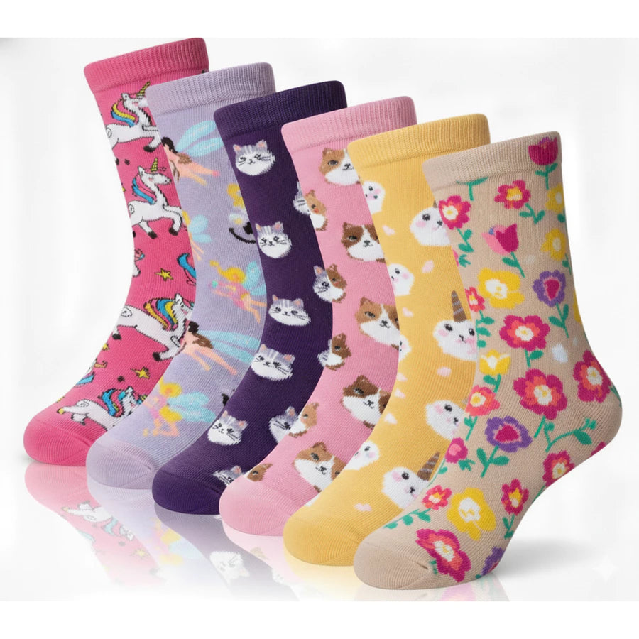 Kit Meia Infantil Menina Cano Médio Estampada Confortável Resistente 3 a 12 Pares