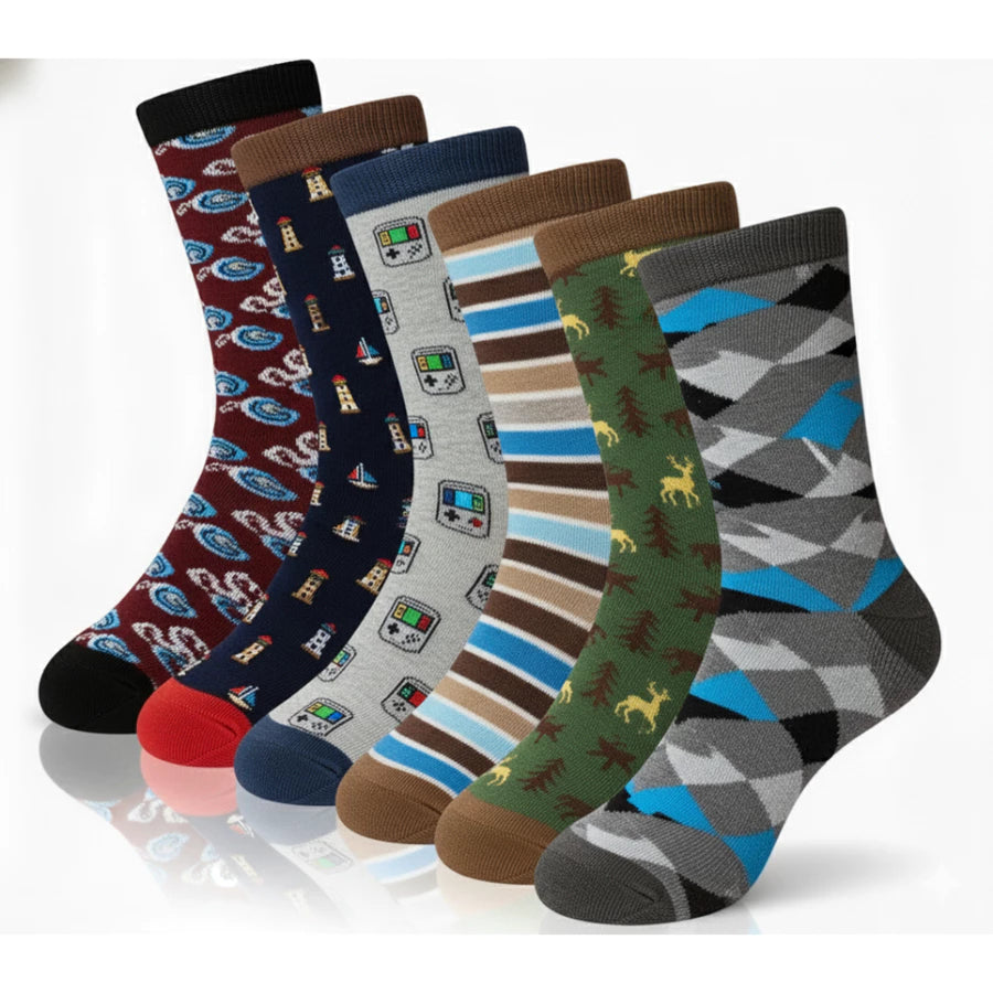 Kit Meia Infantil Menino Cano Médio Estampada Confortável Resistente 3 a 12 Pares