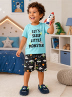 Pijama Infantil Menino Manga Curta Brilha no Escuro - Kit Camiseta + Short