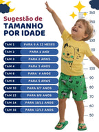 Pijama Infantil Menino Manga Curta Brilha no Escuro - Kit Camiseta + Short