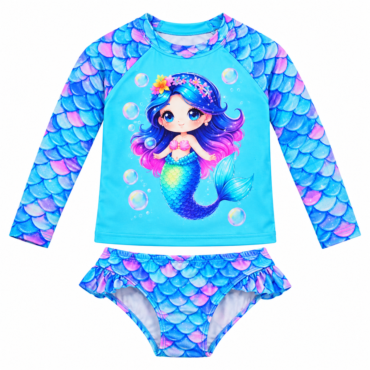 Conjunto Blusa Menina Infantil Praia Proteção Solar Uv Maiô Manga Longa