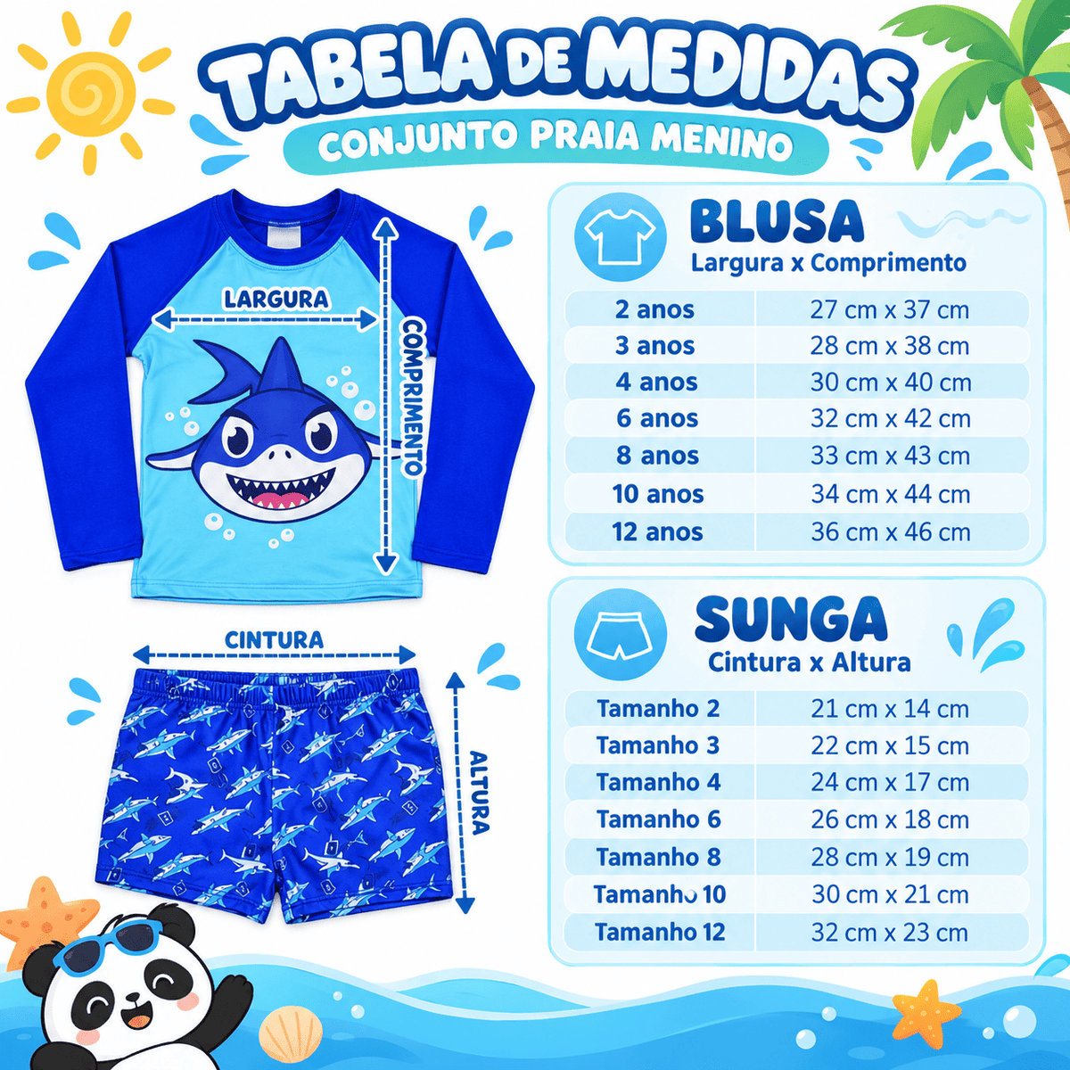 Conjunto Blusa + Sunga Proteção UV Solar Natação Menino