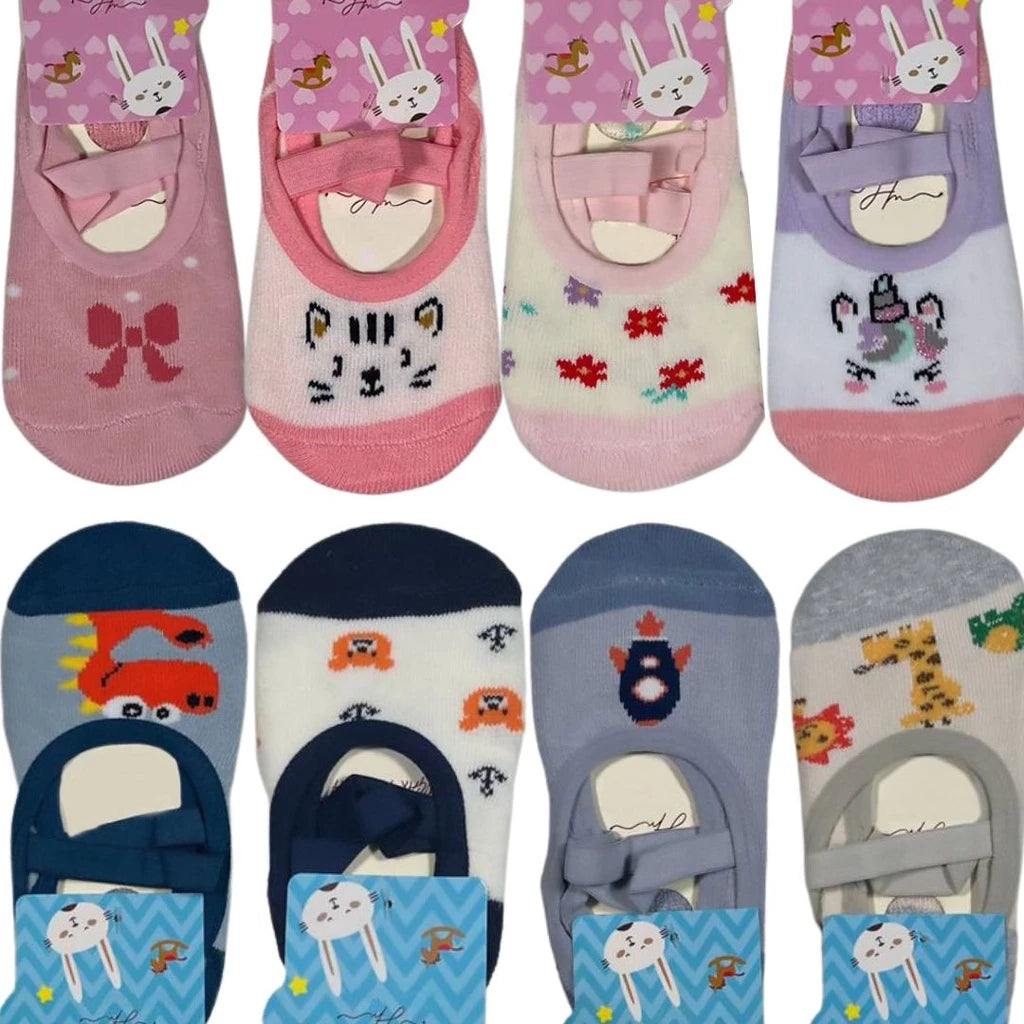 4 Pares Meia Infantil Sapatilha Antiderrapante Menino Menina