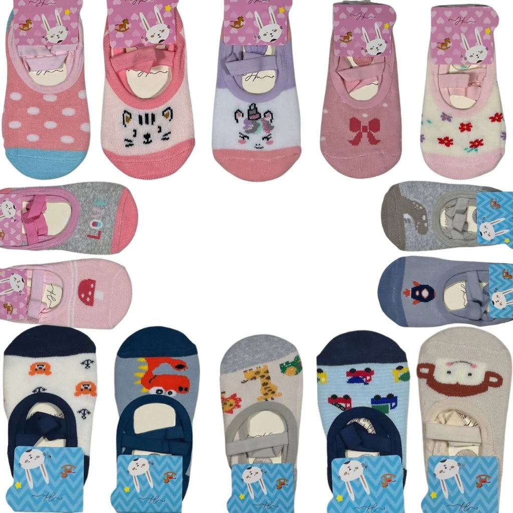 4 Pares Meia Infantil Sapatilha Antiderrapante Menino Menina