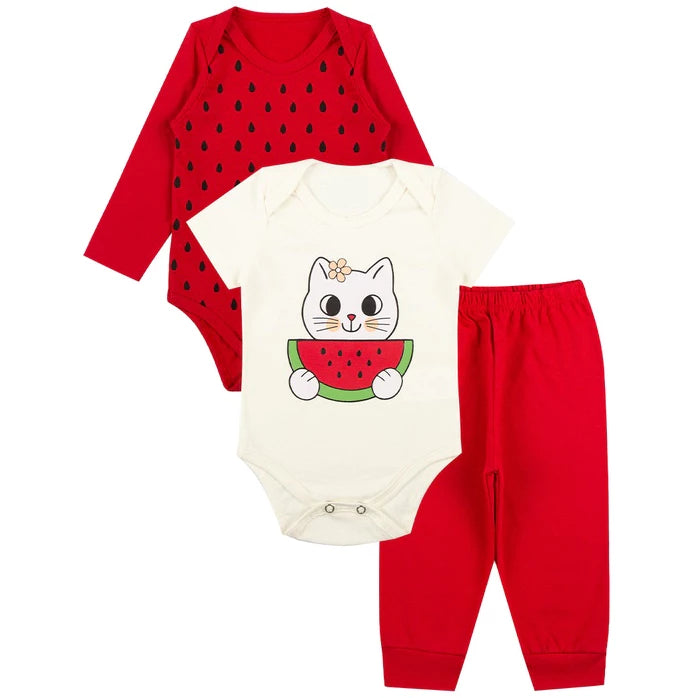 Kit Roupa De Bebê Menina 12 Peças Body Manga Longa e Curta e Calça