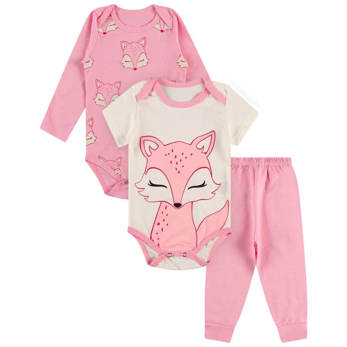 Kit Roupa De Bebê Menina 12 Peças Body Manga Longa e Curta e Calça