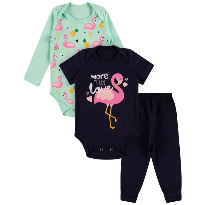 Kit Roupa De Bebê Menina 12 Peças Body Manga Longa e Curta e Calça