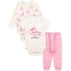 Kit Roupa De Bebê Menina 12 Peças Body Manga Longa e Curta e Calça