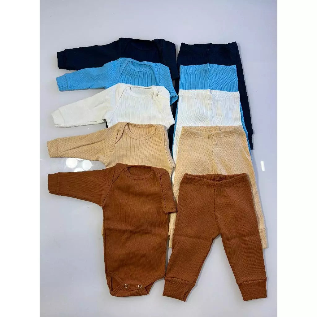Conjunto Bebê Body Manga Longa e Calça - Kit 6 Peças