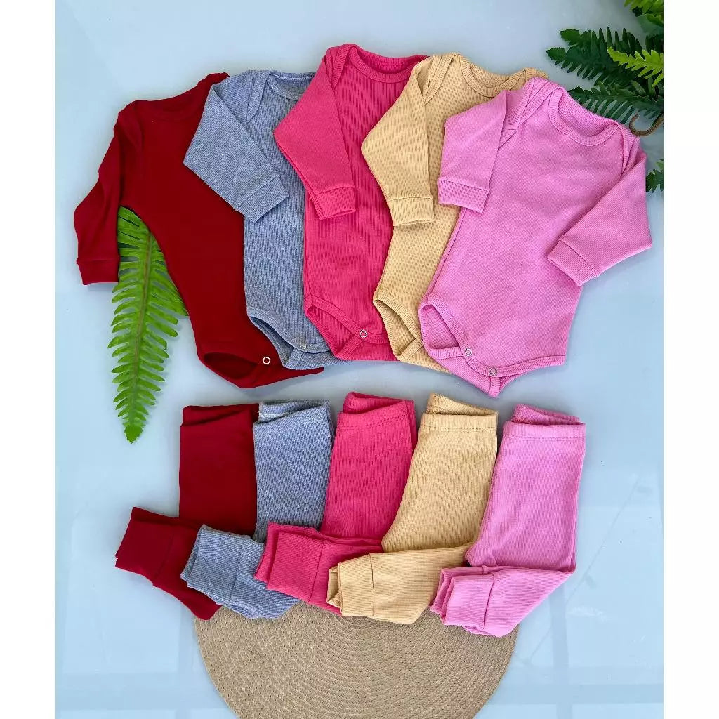 Conjunto Bebê Body Manga Longa e Calça - Kit 6 Peças
