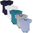 Kit 5 Peças Body Bebê Manga Curta Malha Lisa 100% Algodão