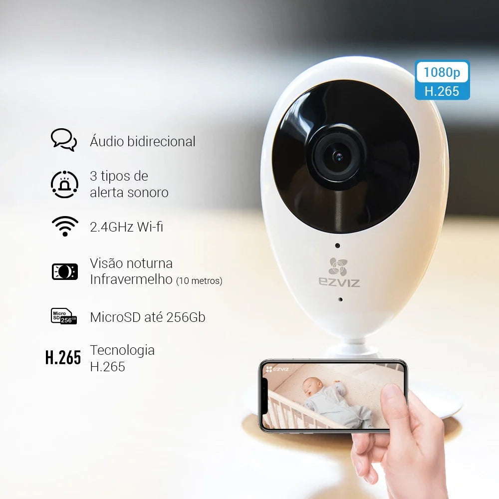 Câmera Segurança Ezviz C2c Visão Noturna Babá Eletrônica Pet
