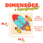Kit 12 Quebra Cabeça Infantil de Madeira Tridimensional 3D Pedagógico ou 6 Unidades