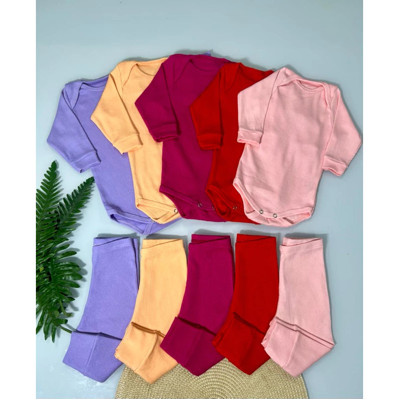 Conjunto Bebê Body Manga Longa e Calça - Kit 6 Peças