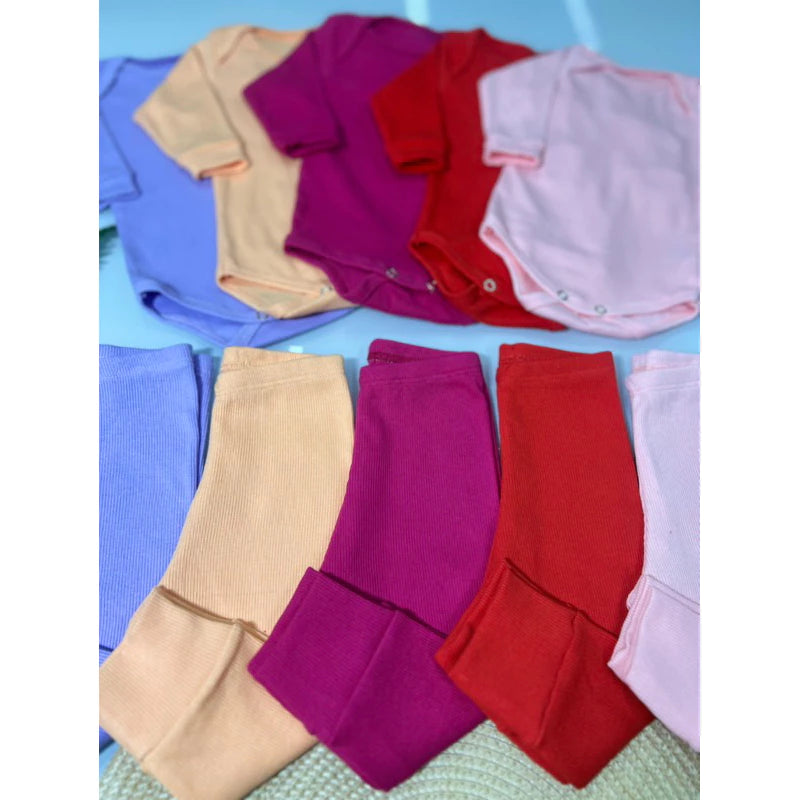Conjunto Bebê Body Manga Longa e Calça - Kit 6 Peças