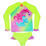 Conjunto Blusa Menina Infantil Praia Proteção Solar Uv Maiô Manga Longa