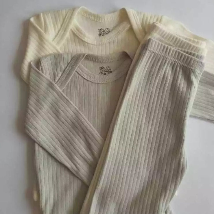 Conjunto Bebê Body Manga Longa + Calça Canelada - 6 Peças