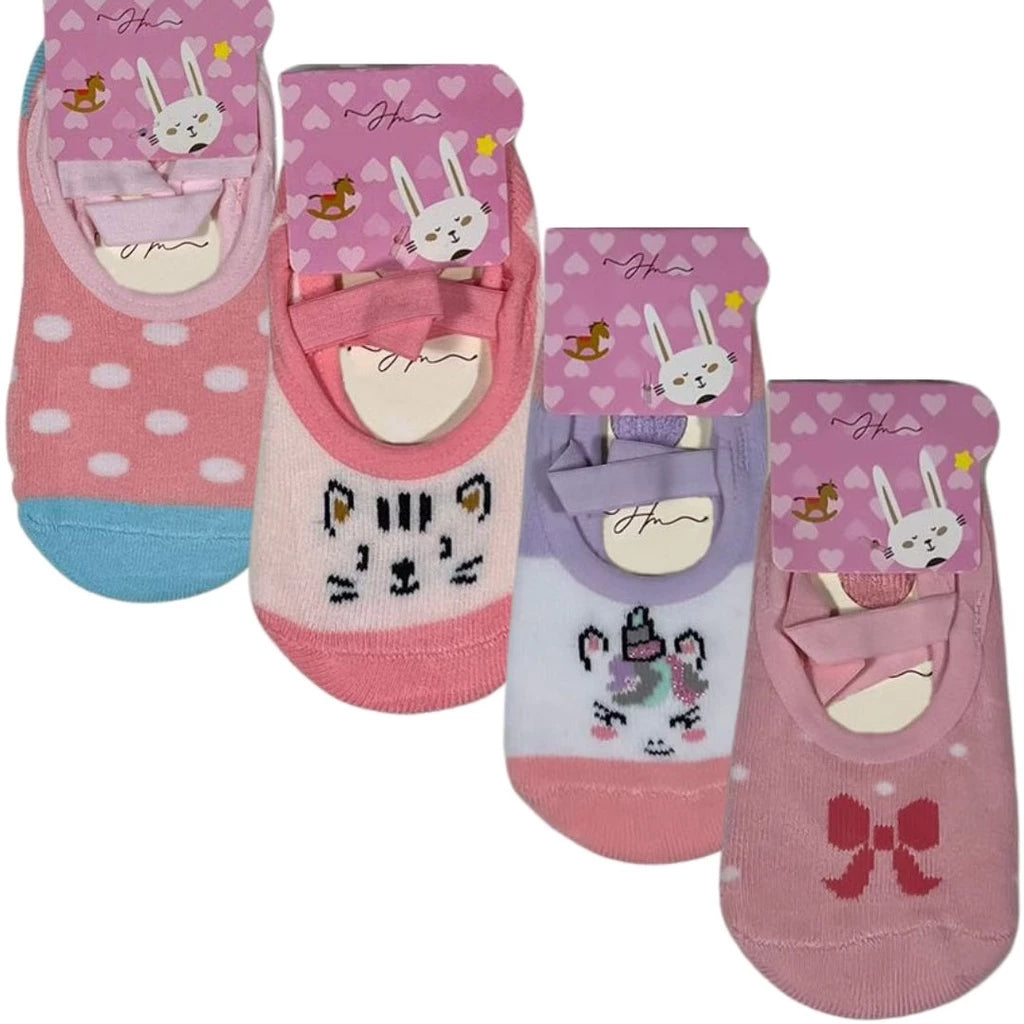 4 Pares Meia Infantil Sapatilha Antiderrapante Menino Menina