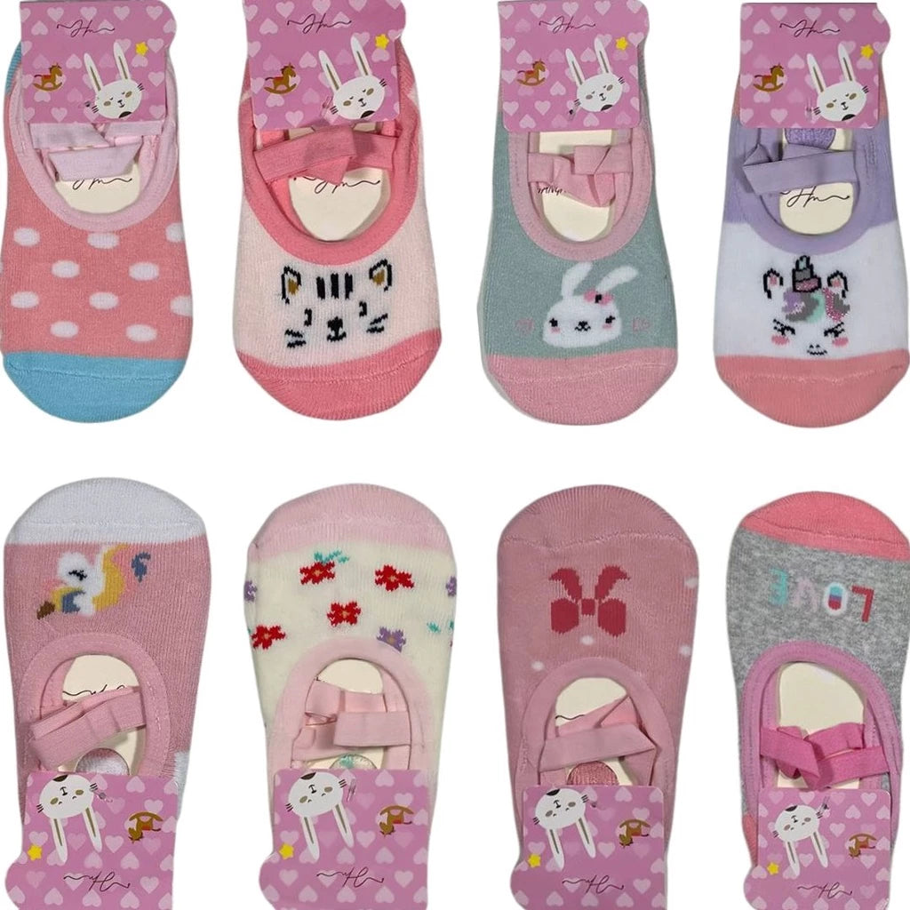 4 Pares Meia Infantil Sapatilha Antiderrapante Menino Menina