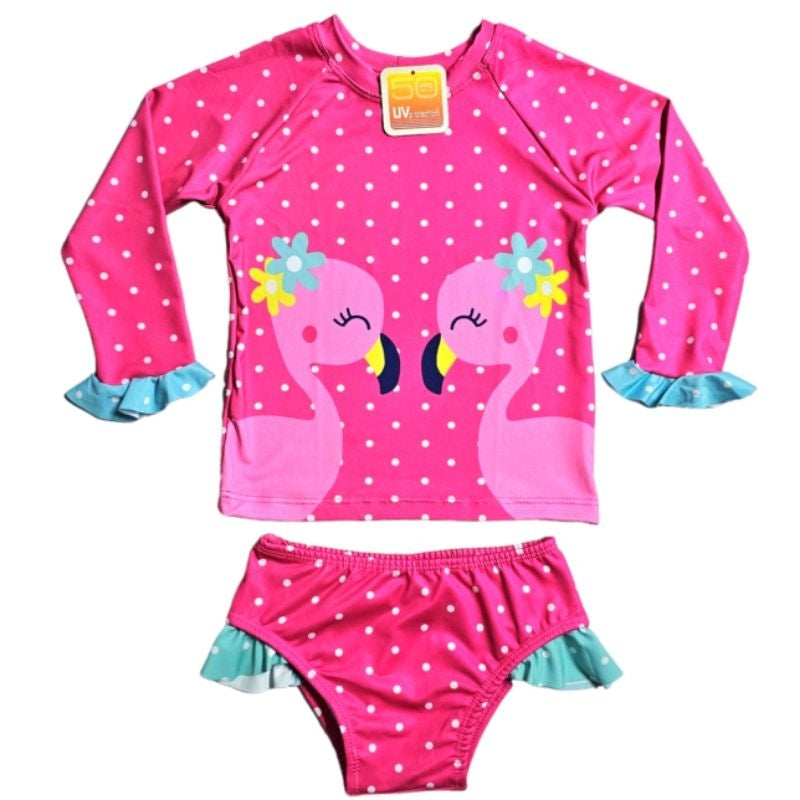 Conjunto Blusa Menina Infantil Praia Proteção Solar Uv Maiô Manga Longa