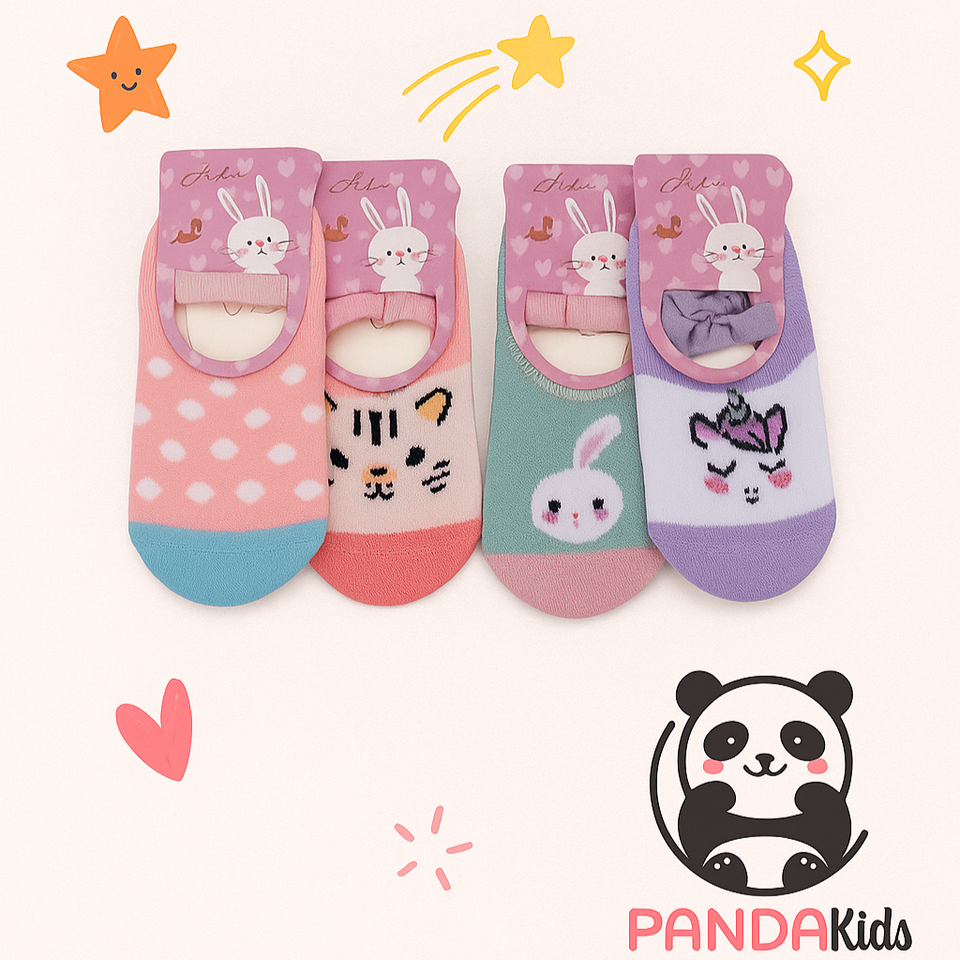 4 Pares Meia Infantil Sapatilha Antiderrapante Menino Menina