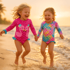 Conjunto Blusa Menina Infantil Praia Proteção Solar Uv Maiô Manga Longa