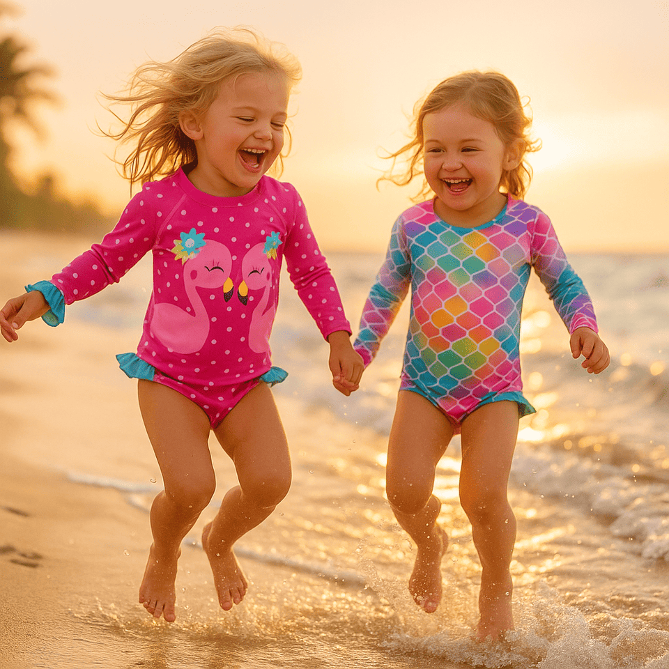 Conjunto Blusa Menina Infantil Praia Proteção Solar Uv Maiô Manga Longa